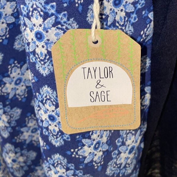 Womans NewW Tag Taylor & Sage Top X L Blue Print 65 Poly/35 Rayon - Picture 4 of 6